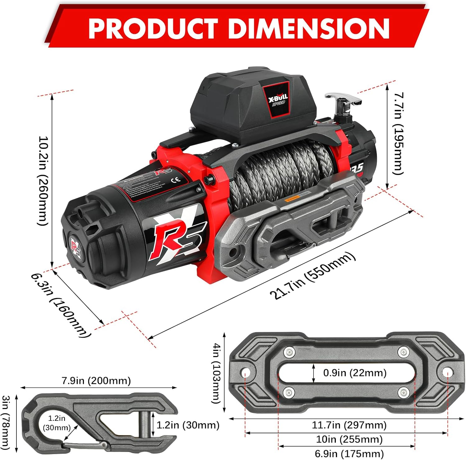 Thumbnail 2 de X-BULL Winch 13500 lb electric winch with 12V