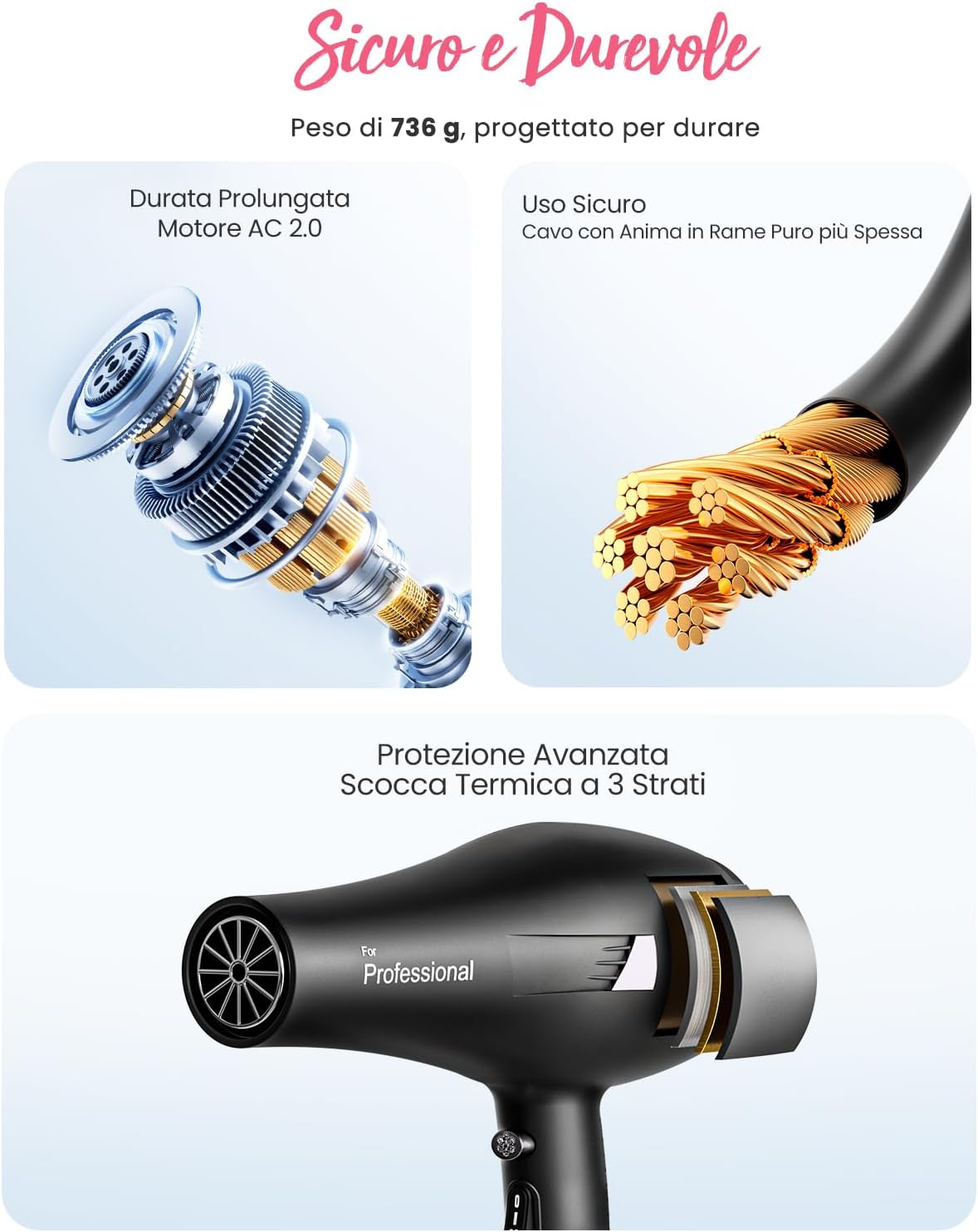 Thumbnail 6 de Dekuri Phon Capelli | Asciugacapelli Professionale con Tecnologia Ionica, 2000W, Diffusore e Accessori