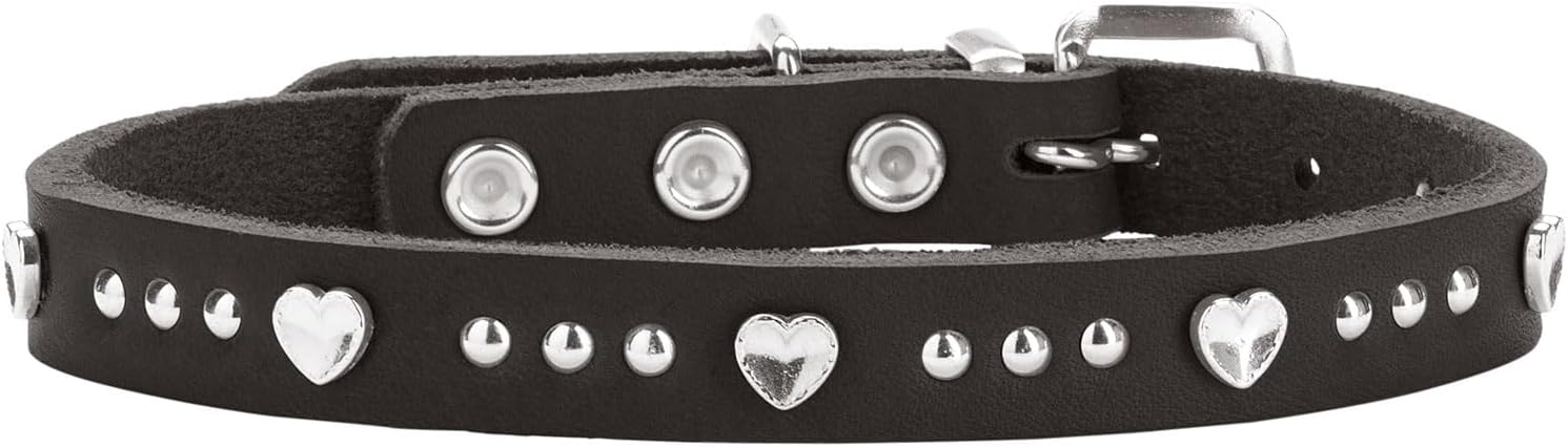 Thumbnail 2 de HUNTER Hundehalsband Aalborg Hearts (Größe 32) – schwarzes Softvollrindleder mit Herz-Details