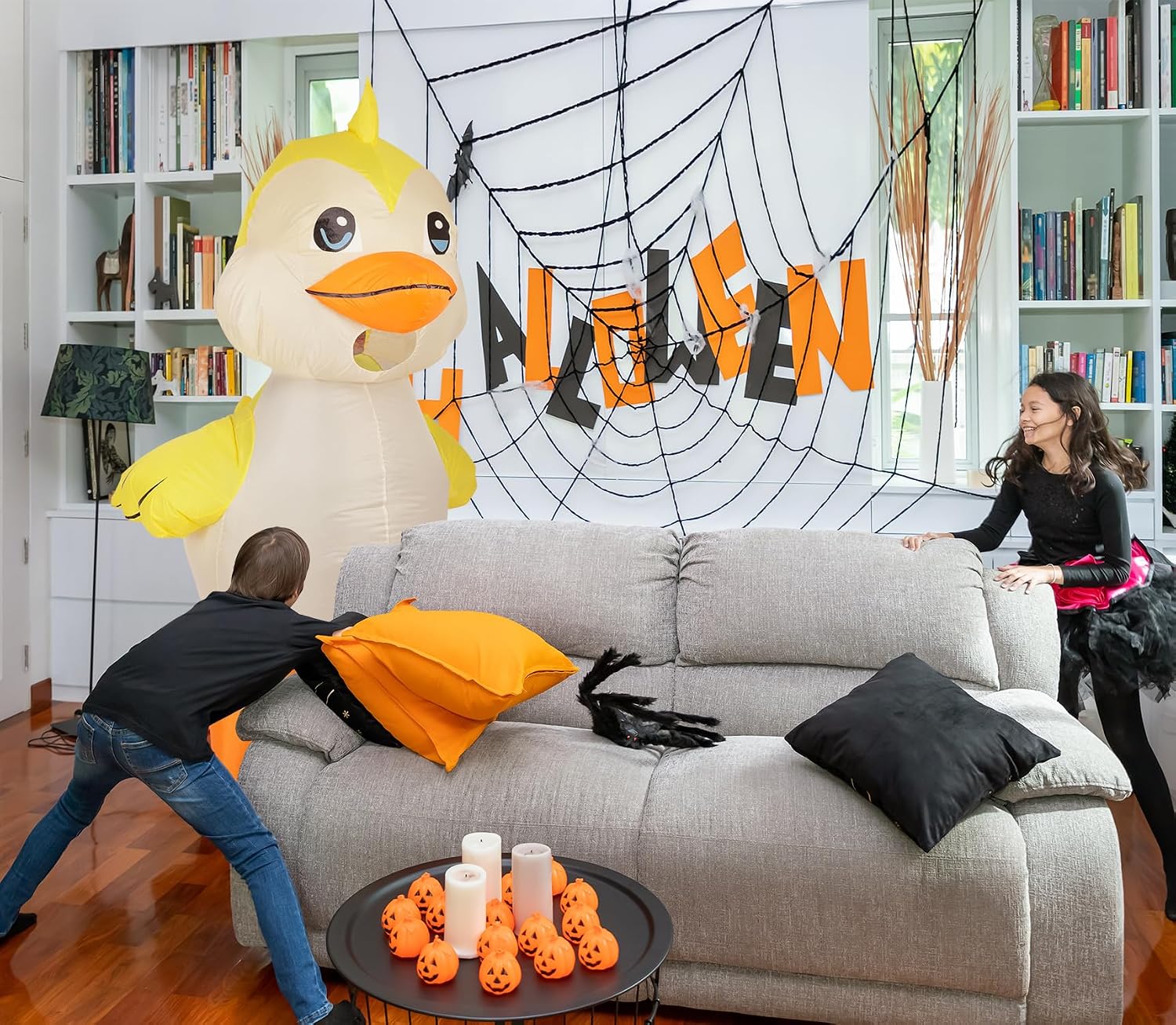 Detalle de M MH ZONE Inflatable Duck Costume for Adults and Kids, Bright Yellow with Fan
