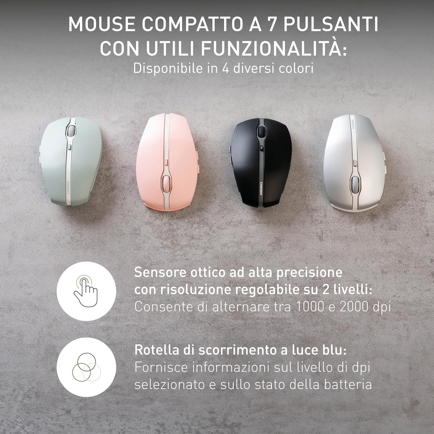 Thumbnail 5 de Cherry Gentix BT Mouse Bluetooth 3 dispositivi