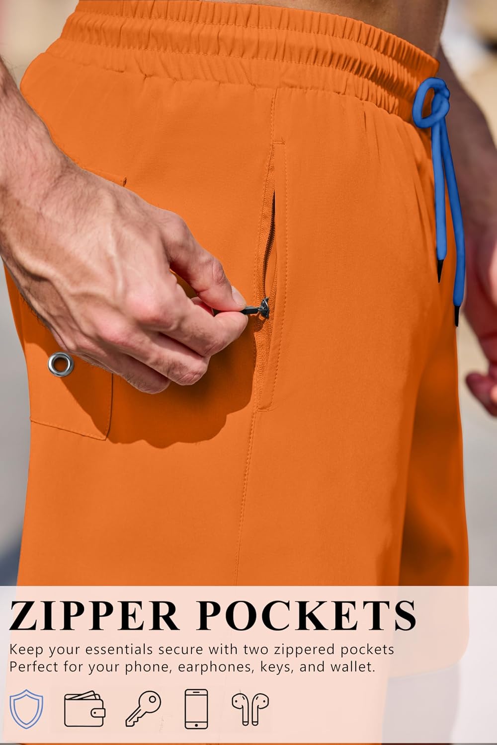 Detalle de COOFANDY 7" Swim Trunks with Compression Liner: Comfort, Pockets, and Quick-Dry Performance