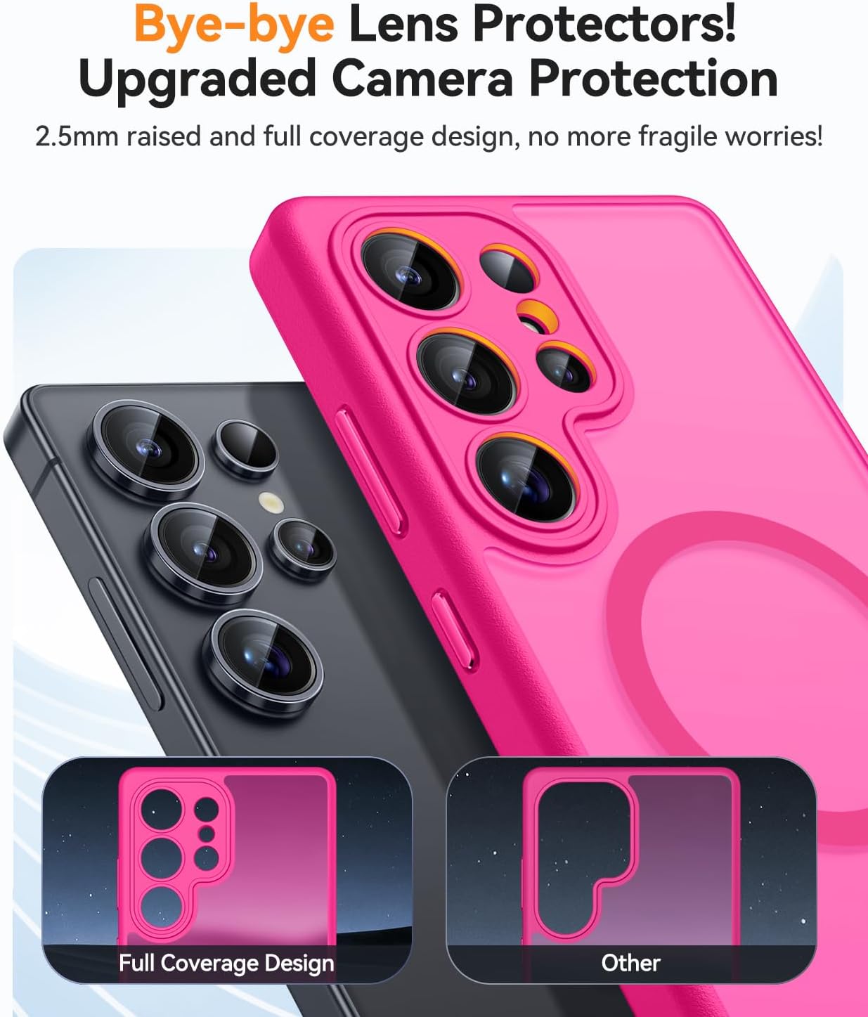 Thumbnail 2 de CANSHN Cover magnetica per Samsung Galaxy S23 Ultra da 6,8" con protezione fotocamera completa, rosa calda