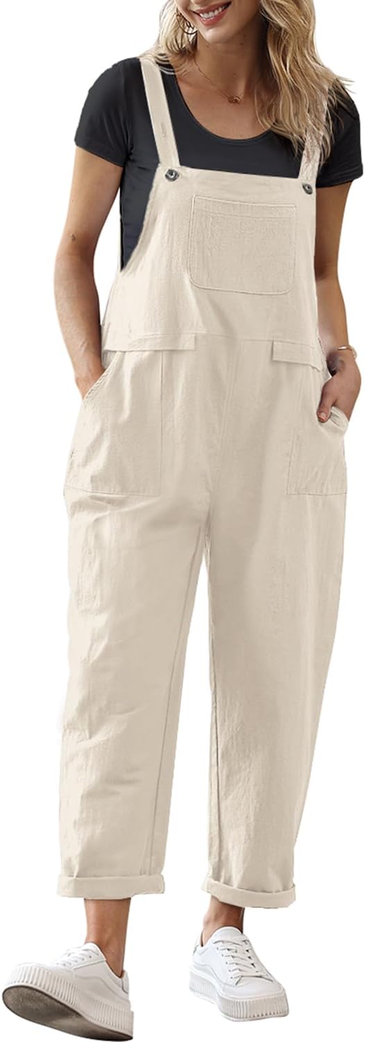YESNO Damen Latzhose Sommer Oversize – luftige Trägerhose / Loose Bib Pants für Alltag, Urlaub & Büro