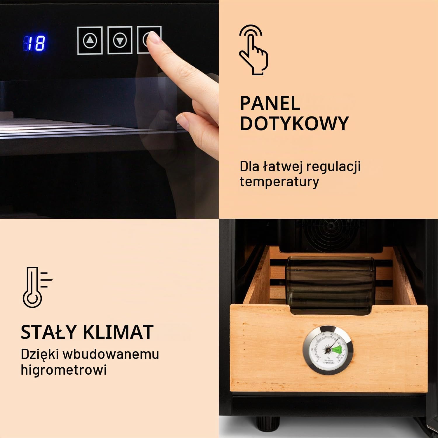 Detalle 1 de Klarstein El Presidente HEA6-ElPresidente23 – humidor 23 l z higrometrem i LED
