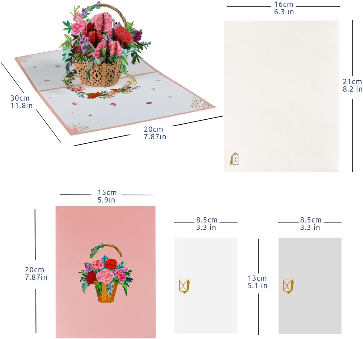 Detalle 2 de CNLITIHEKA Flower Basket Pop-Up Greeting Card with 3D Design