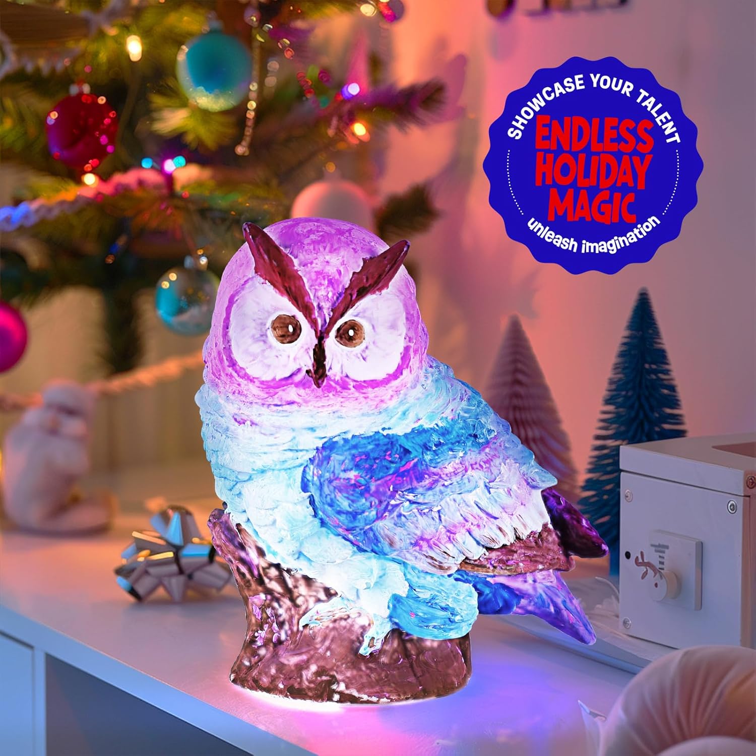 Thumbnail 2 de DIY-LAOESE Paint Your Own Owl Lamp Kit – painting and craft kit for kids