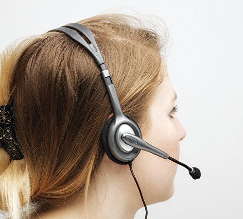 Detalle de Logitech H111 Kopfhörer mit Mikrofon – Stereo-Headset mit verstellbarem Mikrofon und Dualanschluss (Schwarz)