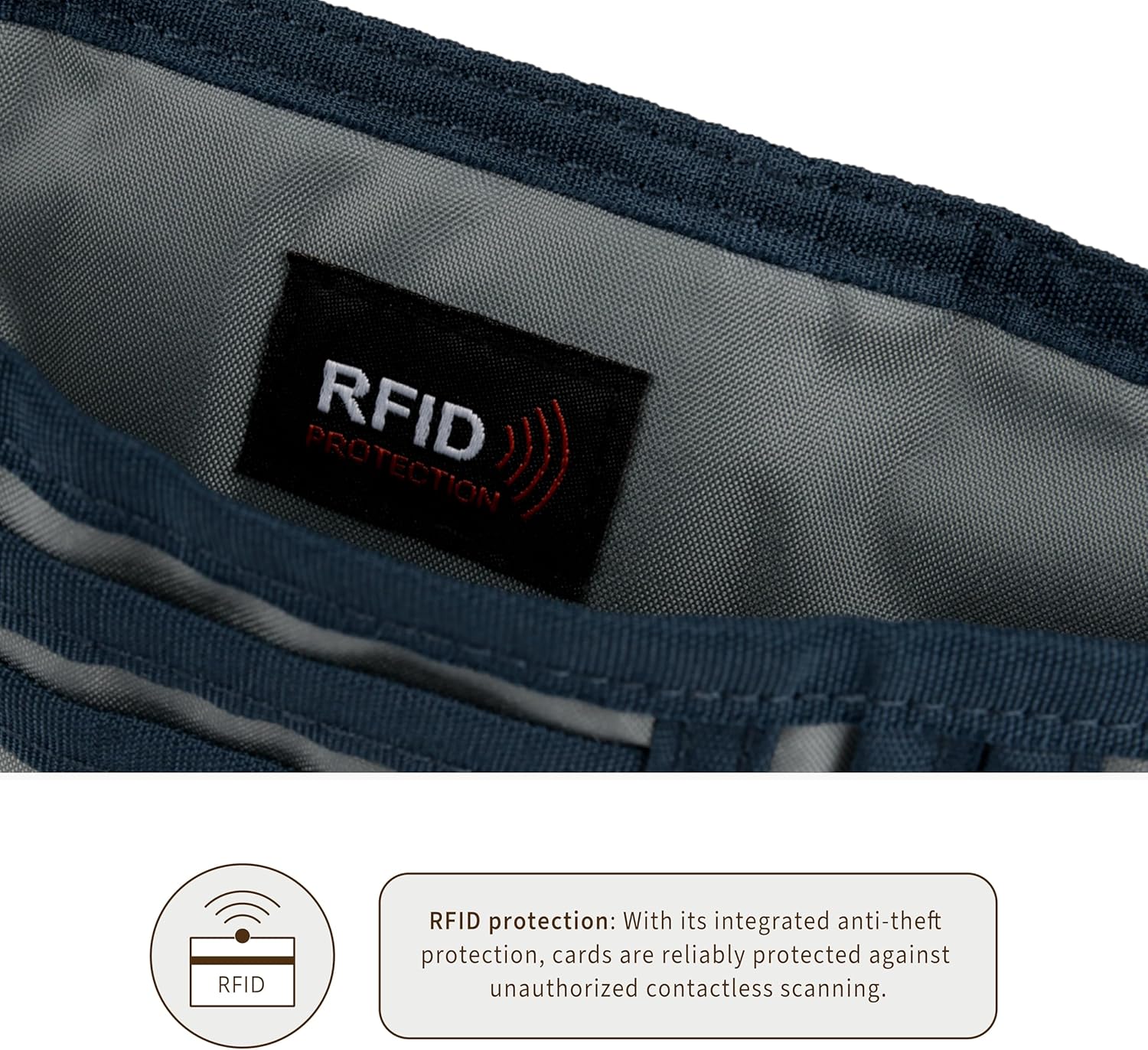 Thumbnail 5 de Bugatti Portafoglio unisex trifold con chiusura a strappo e protezione RFID – Blu Navy