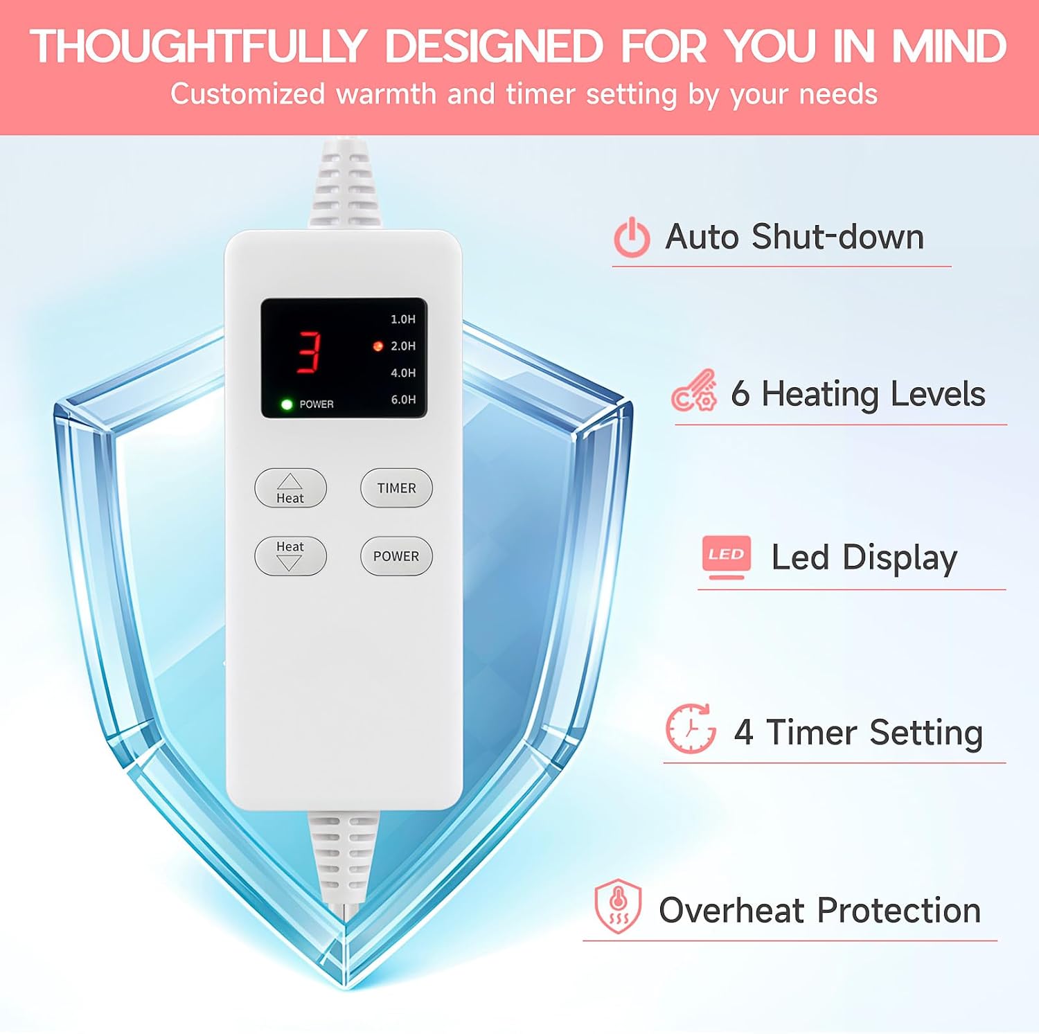 Detalle de Vilicert Heating Pad with 6 Heat Settings