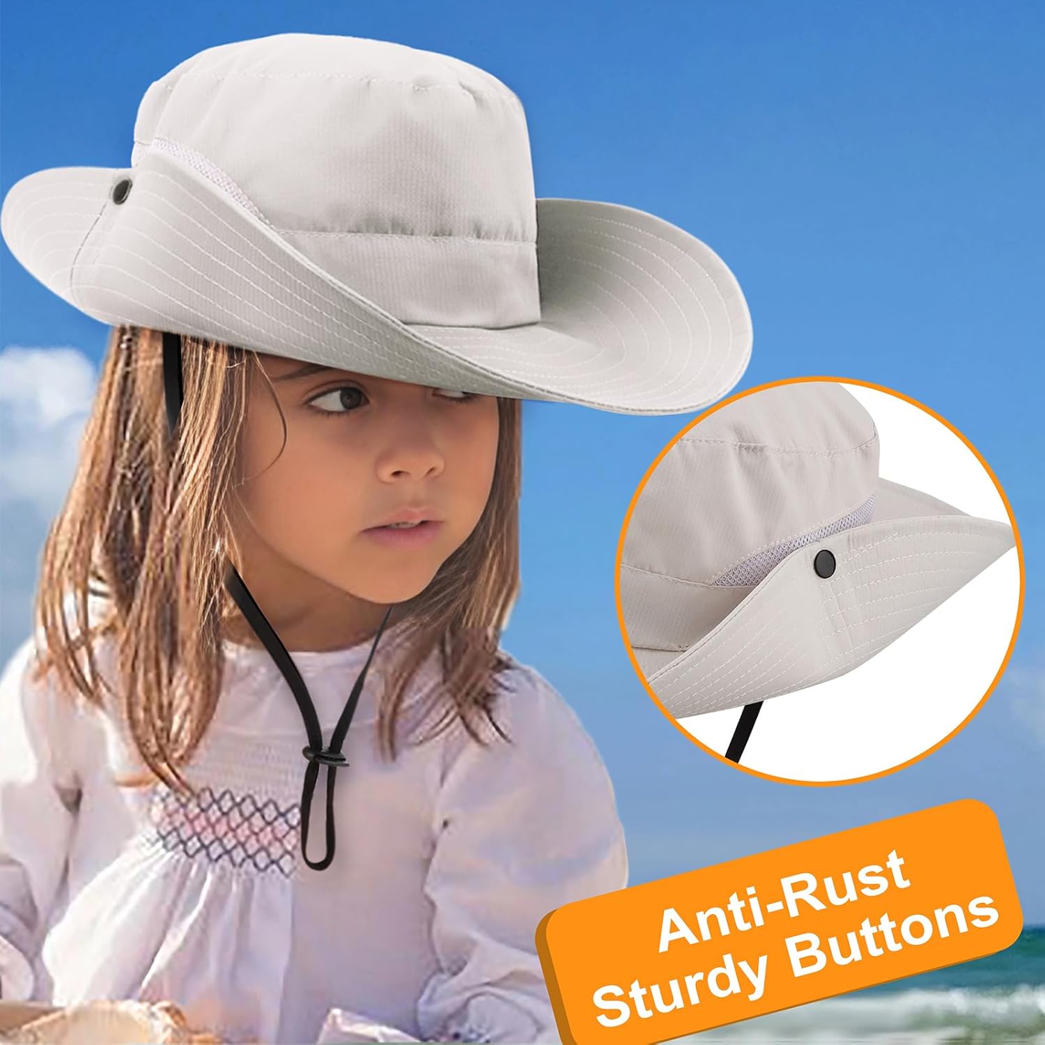 Thumbnail 3 de DRESHOW Baby Sun Hat for Toddlers (3–8 Years): UV Protection, Foldable Mesh Wide Brim with Chin Strap