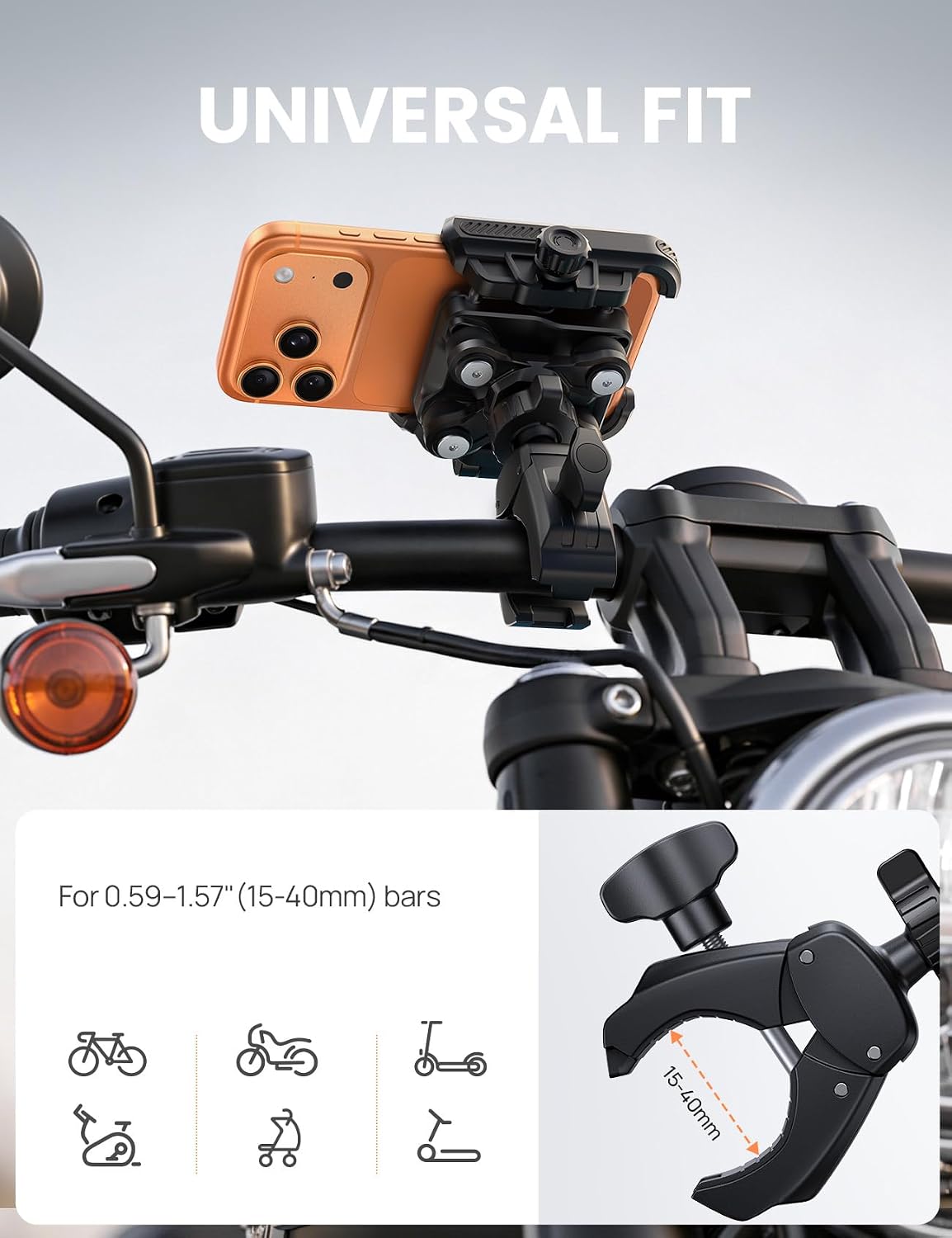 Thumbnail 5 de Lamicall Motorbike Phone Holder Bike – Camera Friendly, Dual Anti-Shock, 360° Rotatable Mount
