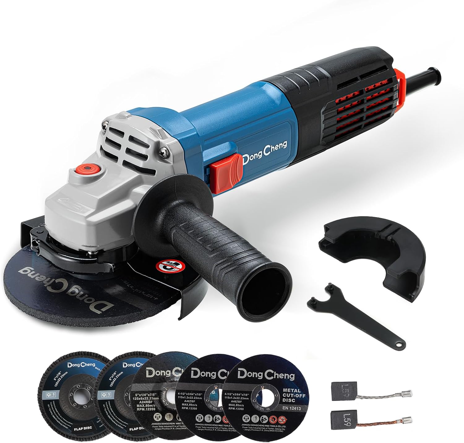 Detalle de DongCheng Winkelschleifer 1100W, 125mm – kompakter Kraftpaket mit Schnellverschluss und umfangreichem Zubehör