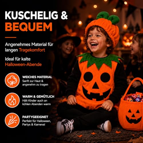 Detalle de TK Gruppe Timo Klingler Kürbiskostüm für Kinder, orange, mit Tasche