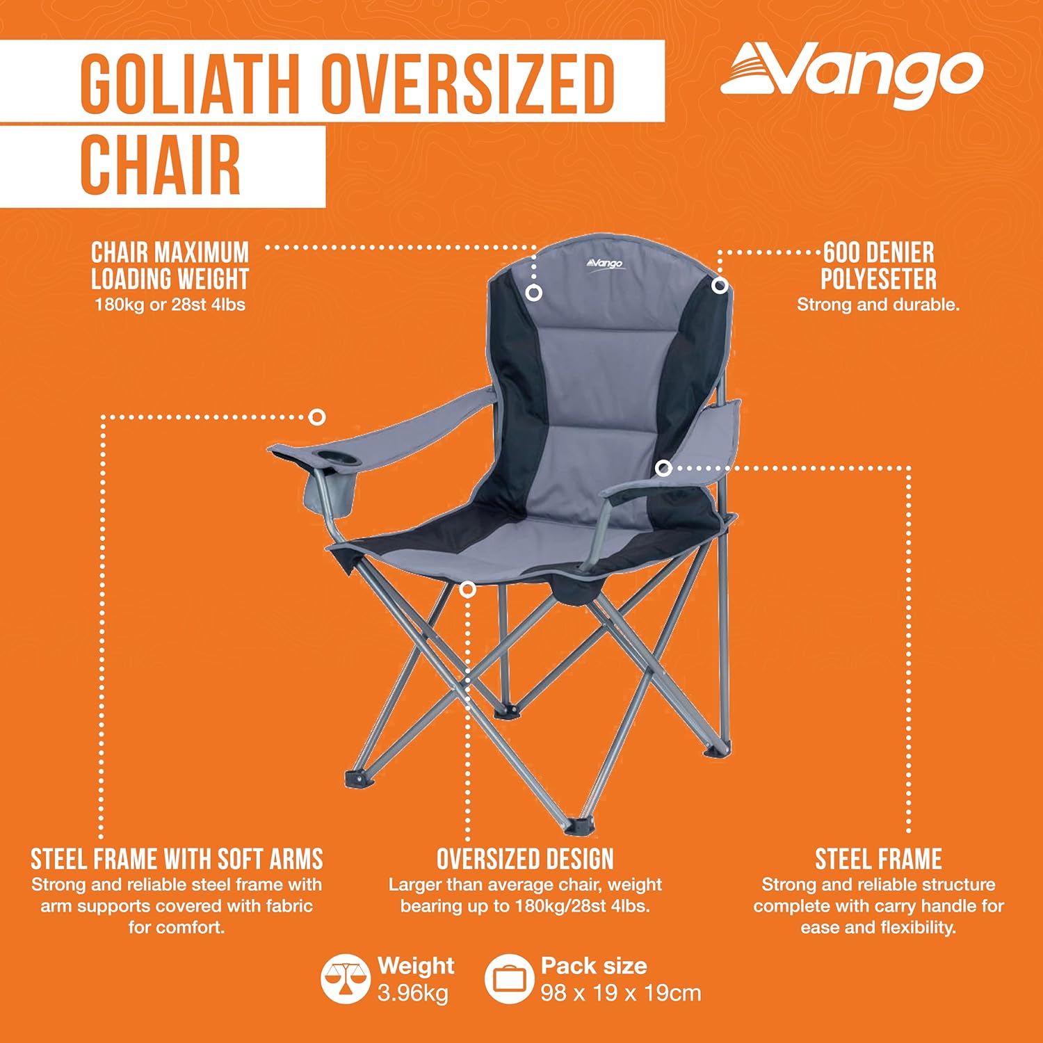 Thumbnail 4 de Vango Goliath X-Large Padded Camping Chair for Adults (Amazon Exclusive)