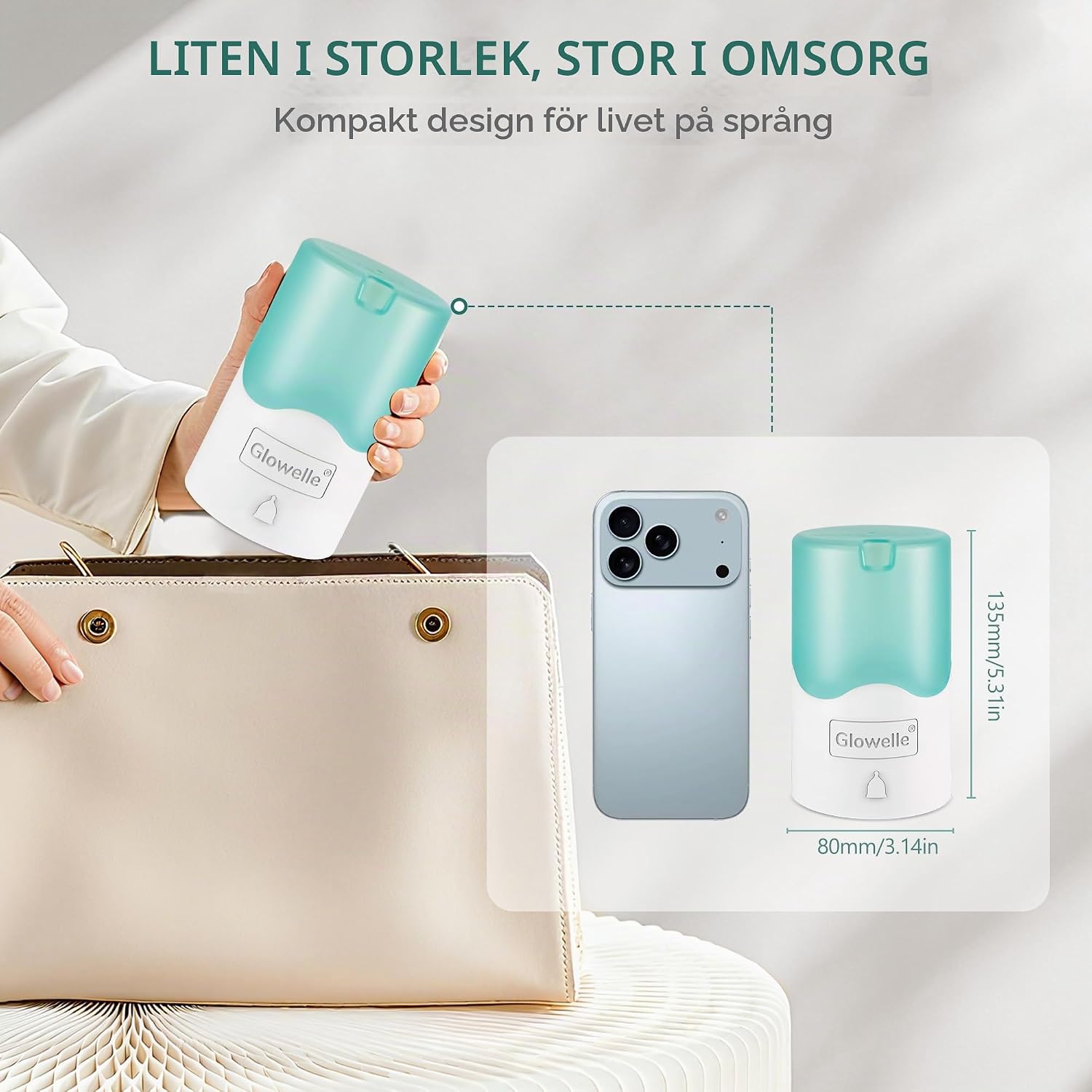 Detalle de Glowelle SJK002 menstruationsskiva med ångsterilisator, två storlekar