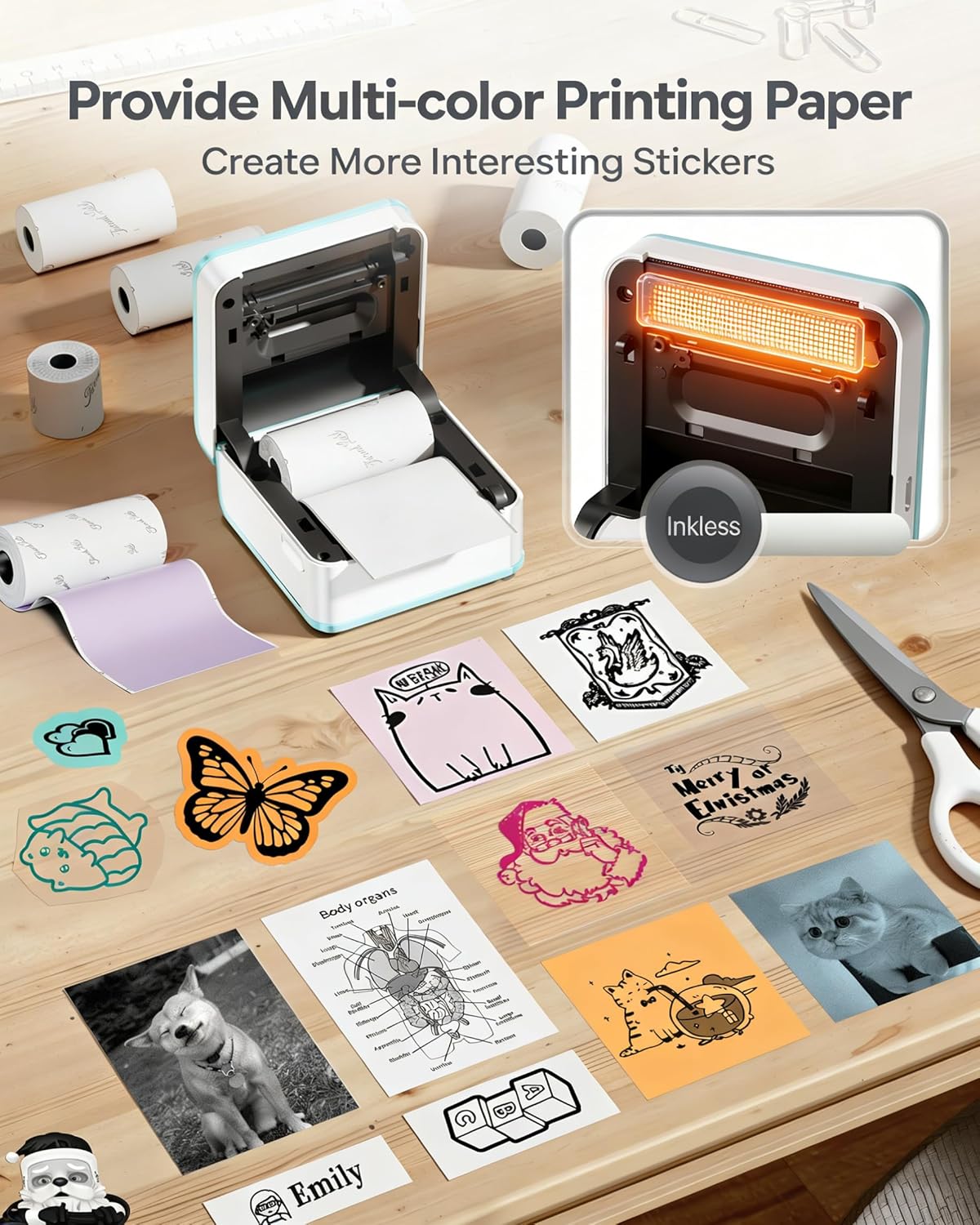 Thumbnail 3 de Phomemo M02 Pro : mini imprimante photo portable sans fil (300 dpi) avec rouleaux de papier pour étiquettes