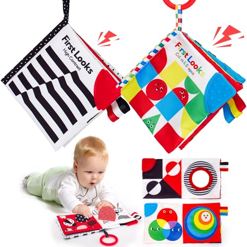 hahaland Libros Bebe 0–12 Meses, 2 Unidades de Libros de Tela Sensoriales