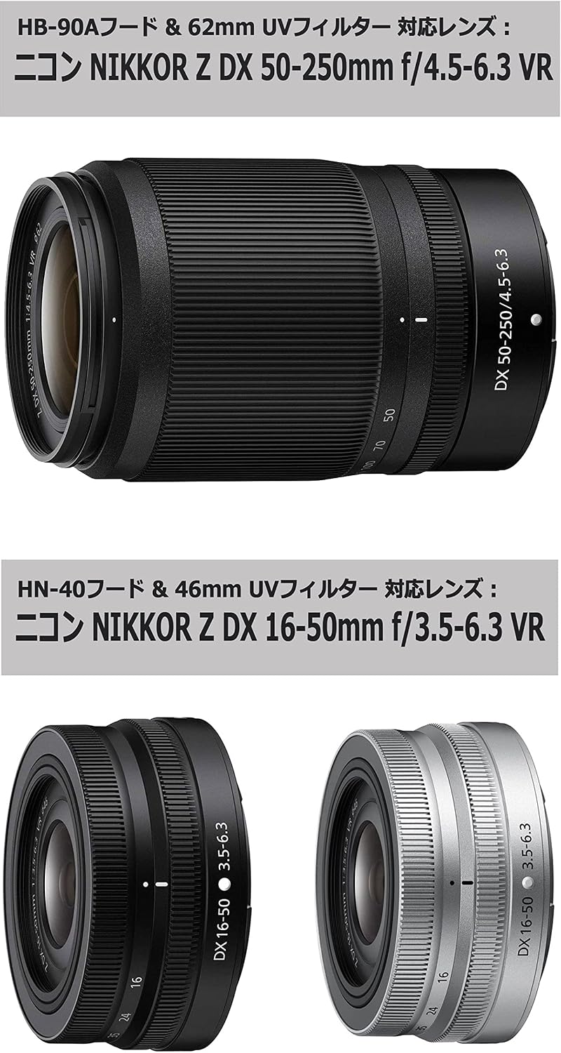 Thumbnail 1 de NinoLite HB-90A_HN-40_UV62_UV46 レンズフード・UVフィルター4点セット