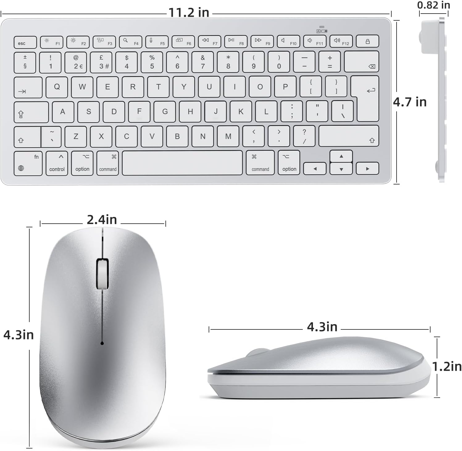 Detalle 2 de OMOTON Ultra-Slim Bluetooth Keyboard and Mouse 10m