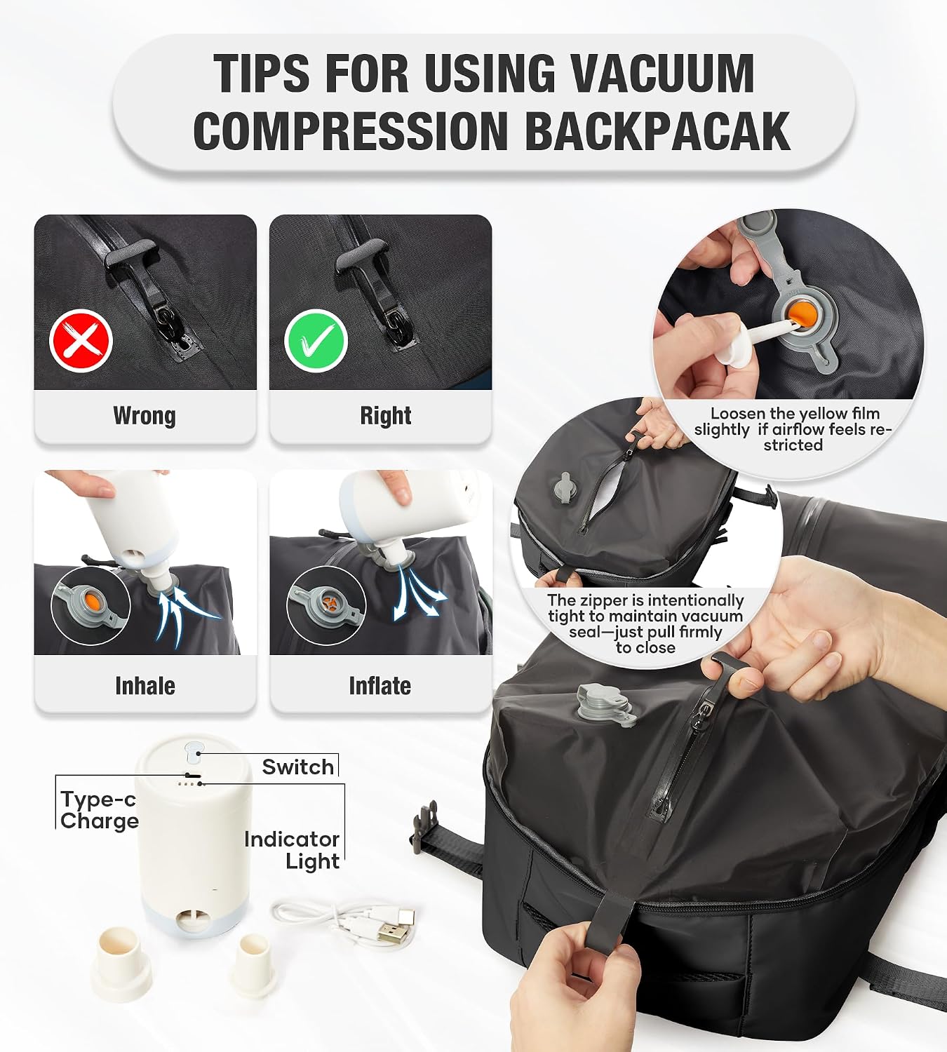 Thumbnail 2 de Zaino Sottovuoto da viaggio Airbag Viaggio: Zaino a mano impermeabile 40x30x20 cm – Stile e versatilità