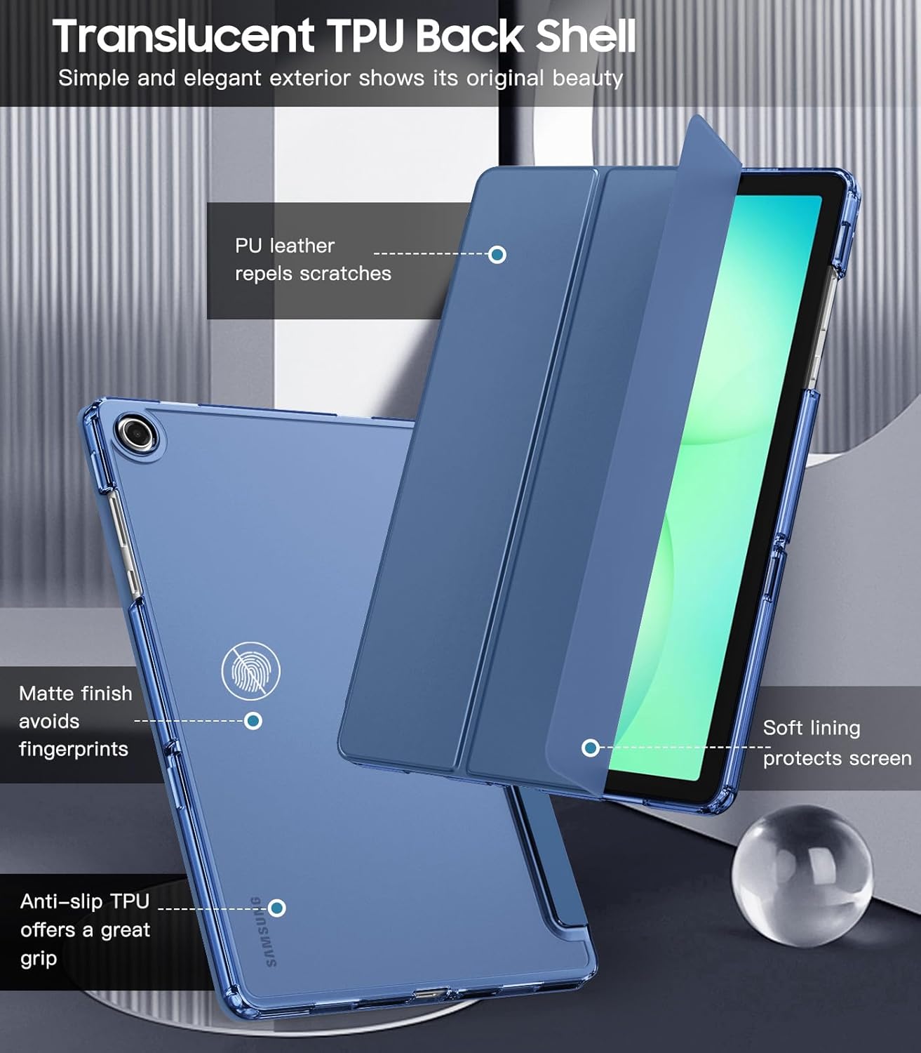 Detalle de TiMOVO Case for Samsung Galaxy Tab A11+ Plus / A9+ Plus 11 Inch (2025/2023) – Slim TPU Protective Cover in Navy Blue
