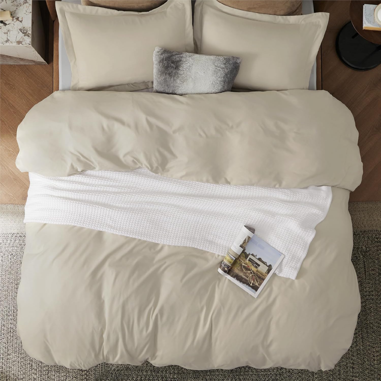 Detalle de Bedsure Duvet Cover Set-Solid, King Polyester Microfibre with Zipper