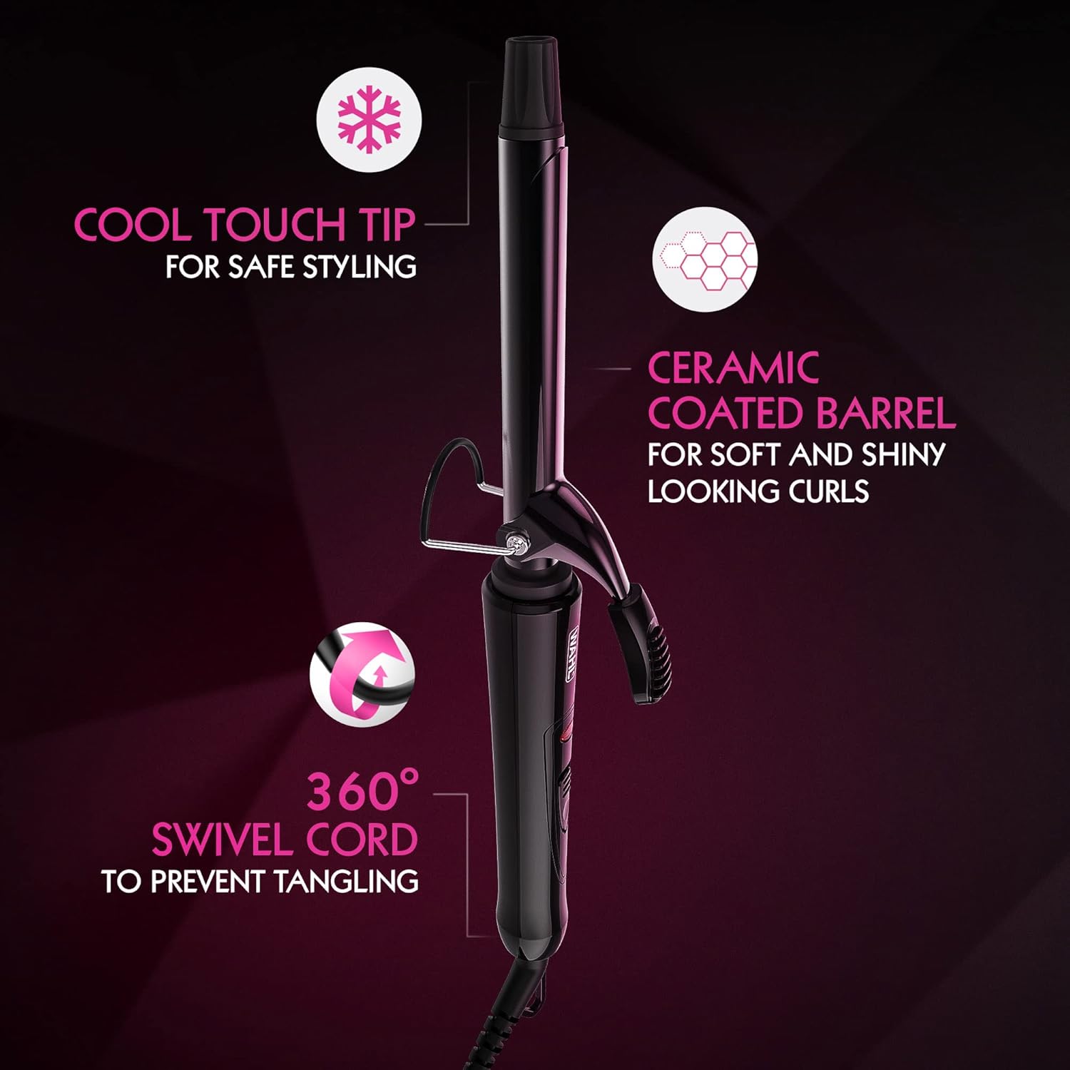 Detalle de Wahl Curling Tong 13mm: Ceramic-Coated Barrel for Smooth, Shiny Curls
