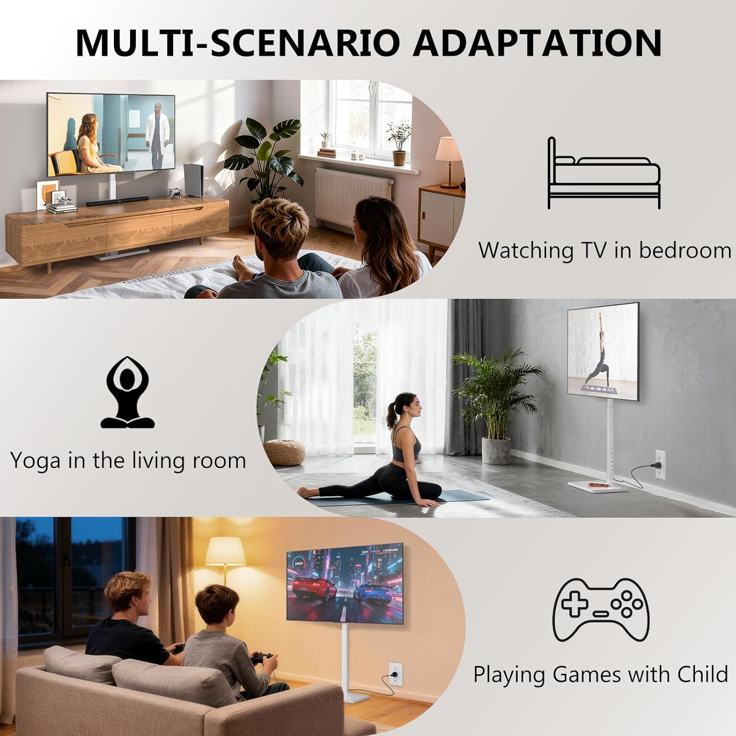 Thumbnail 1 de WALI TVDVD-7PW Floor TV Stand 110 lbs