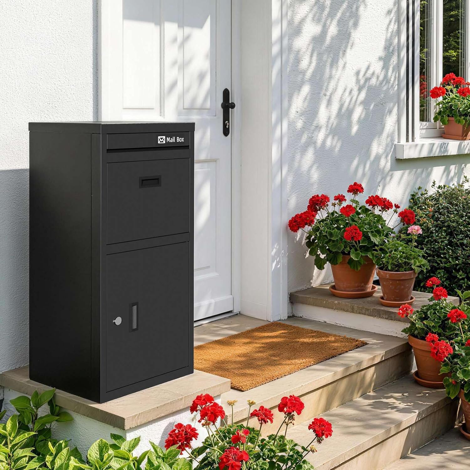 Thumbnail 6 de BIRCHTREE Large Parcel Drop Box with Lock & 2 Keys (101cm) – Weatherproof Outdoor Metal Parcel Box, Black