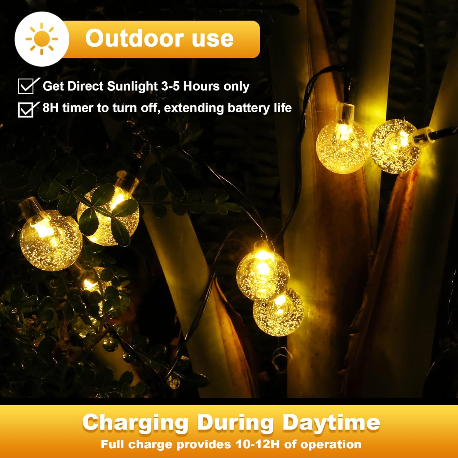 Thumbnail 6 de Laihur 50LED Solar Garden Lights (Warm White) – 8 Modes, 8-Hour Timer, IP65 Waterproof