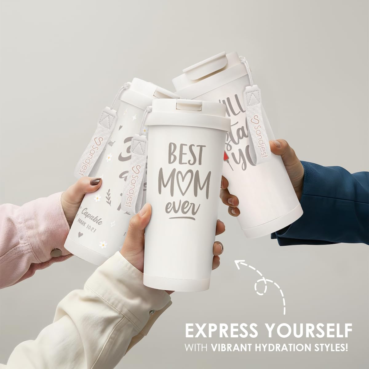 Thumbnail 4 de SANDJEST Best Mom Ever Tumbler: 18 oz Stainless Steel with 2-in-1 Lid