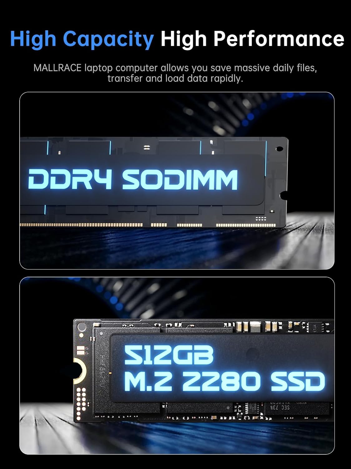 Thumbnail 5 de MALLRACE 18.5 Inch Laptop with Ryzen 4300U, 16GB RAM, 512GB SSD, 8000mAh Battery, Windows 11