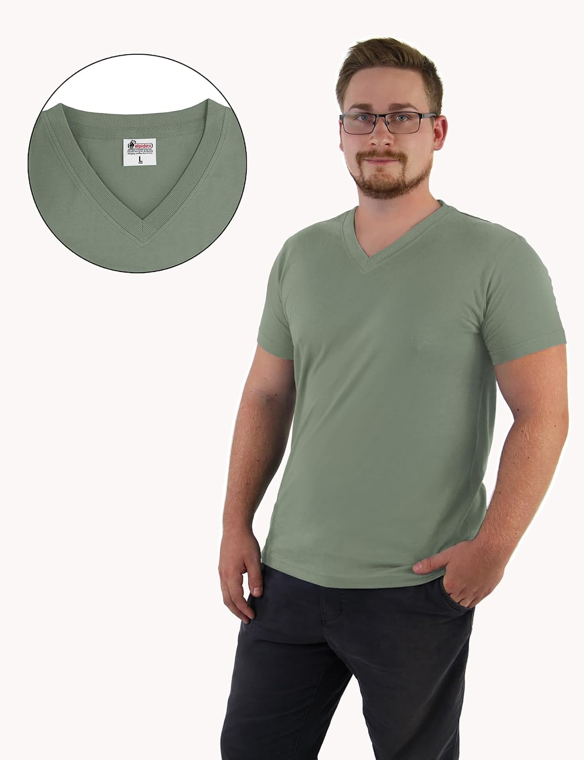 Detalle 2 de ALPIDEX T-Shirts Hommes Col V Lot de 5