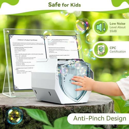 Detalle de Theefun Tragbare Seifenblasenmaschine – 500 ml, automatischer Blasenmacher für Kinder und Partys (Weiß)
