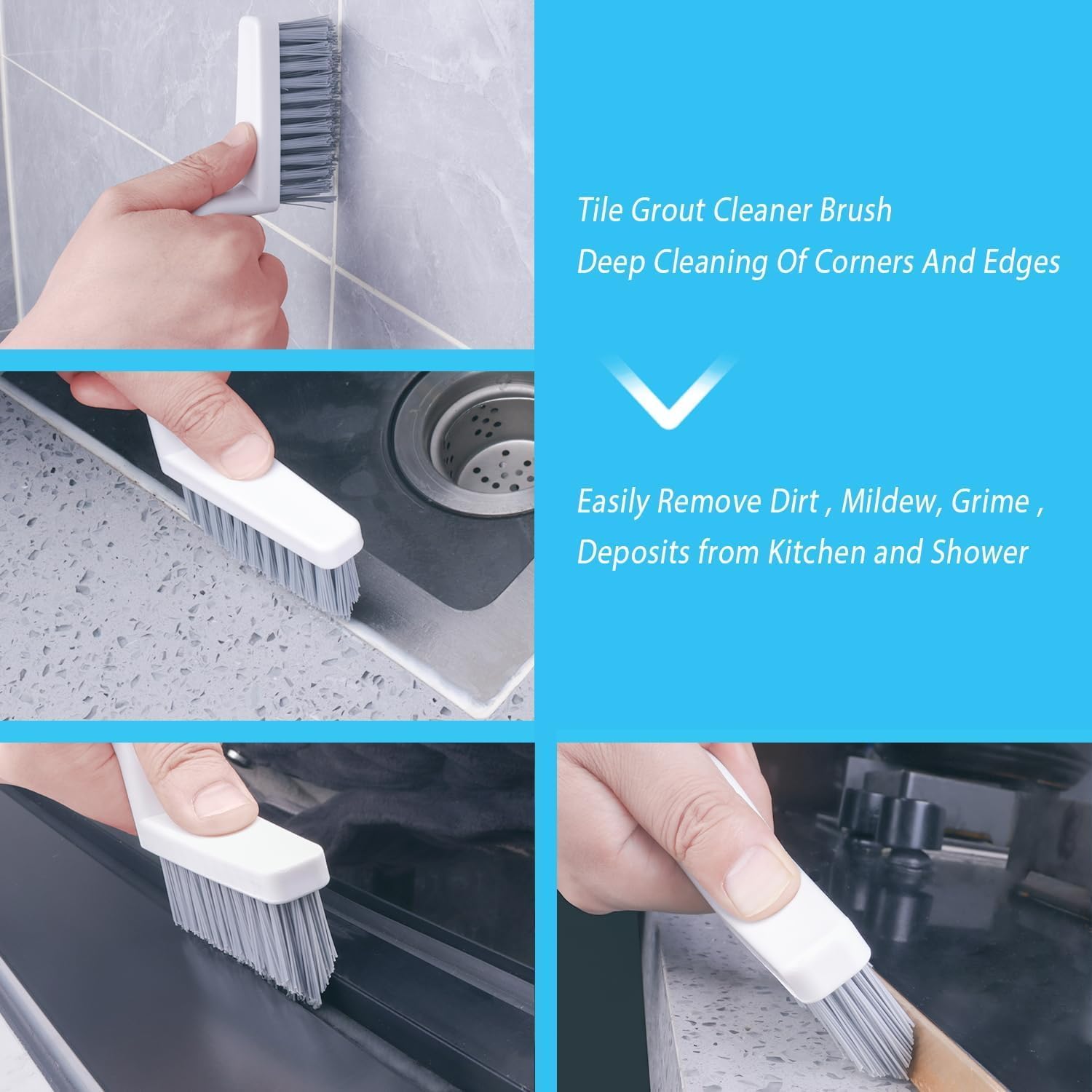 Detalle 2 de Lumkew Grout Brush Set, 4-Piece with V-Shaped Hard Bristles