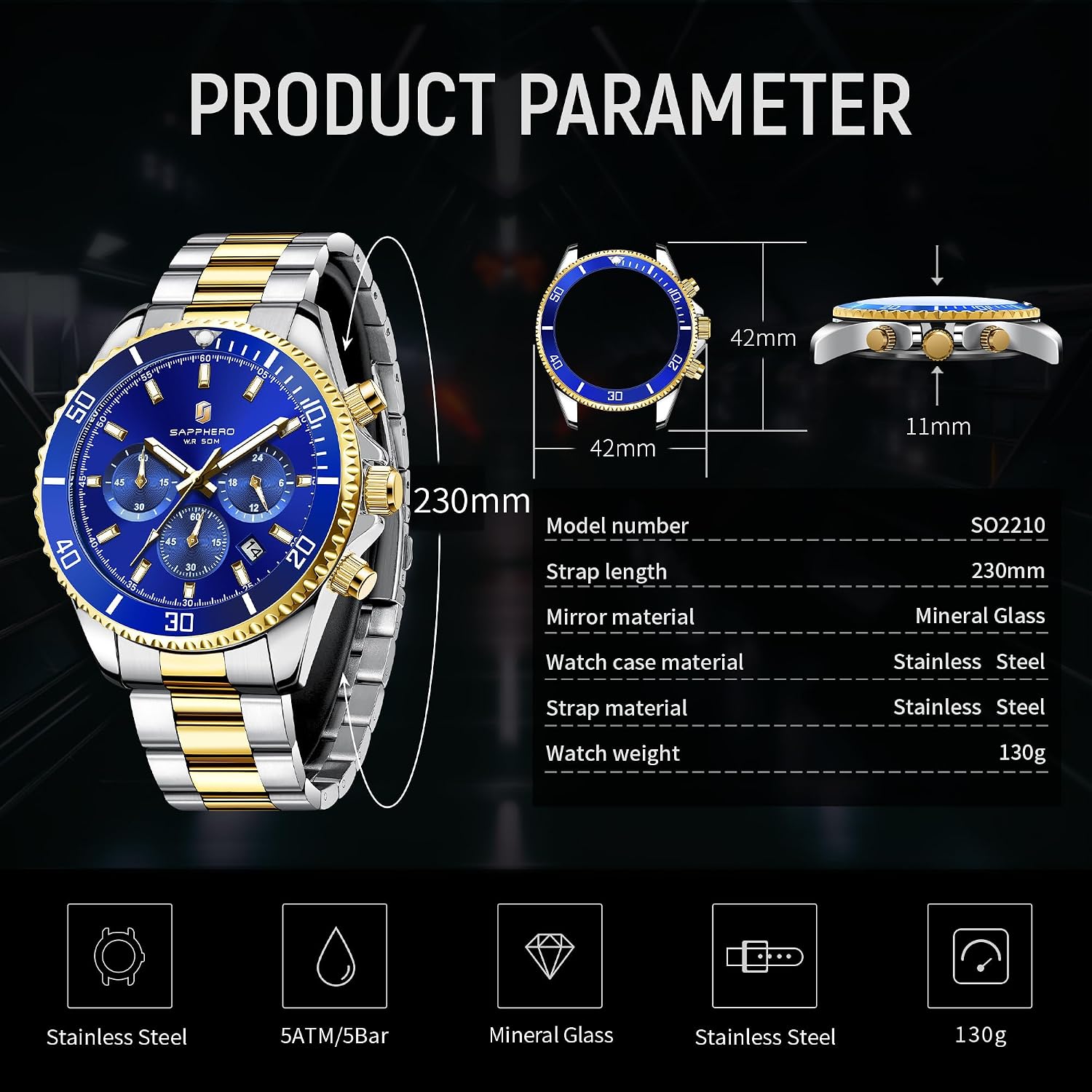Thumbnail 4 de SAPPHERO Chronograph 42 mm