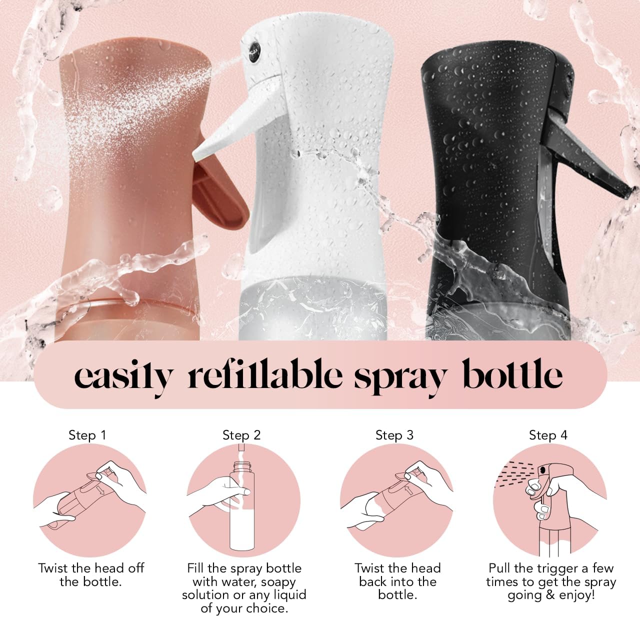Detalle 2 de Kitsch Continuous Spray Bottle 150ml mist spray 💧