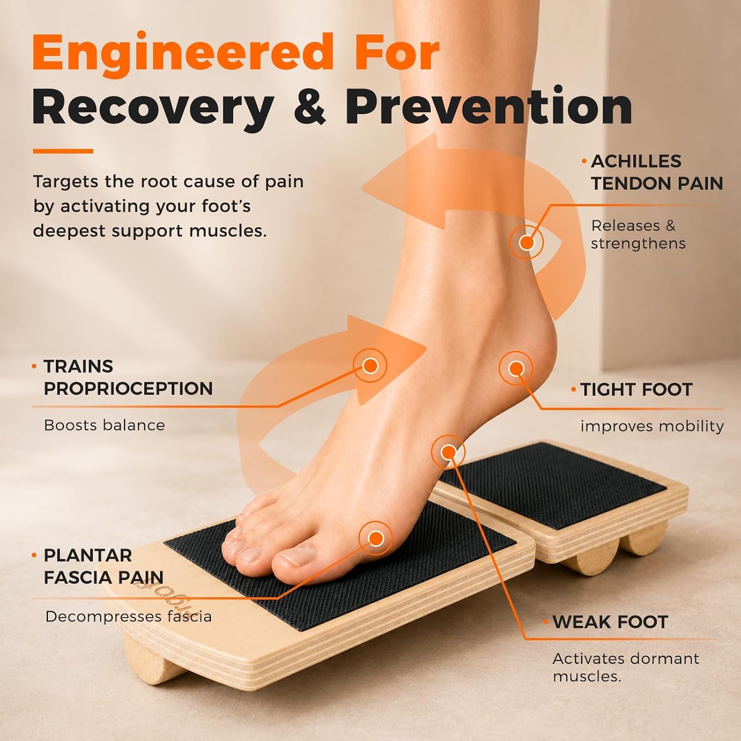 Thumbnail 2 de Frgofl Balance Board, Adjustable Birch Wood Ankle Stability Trainer