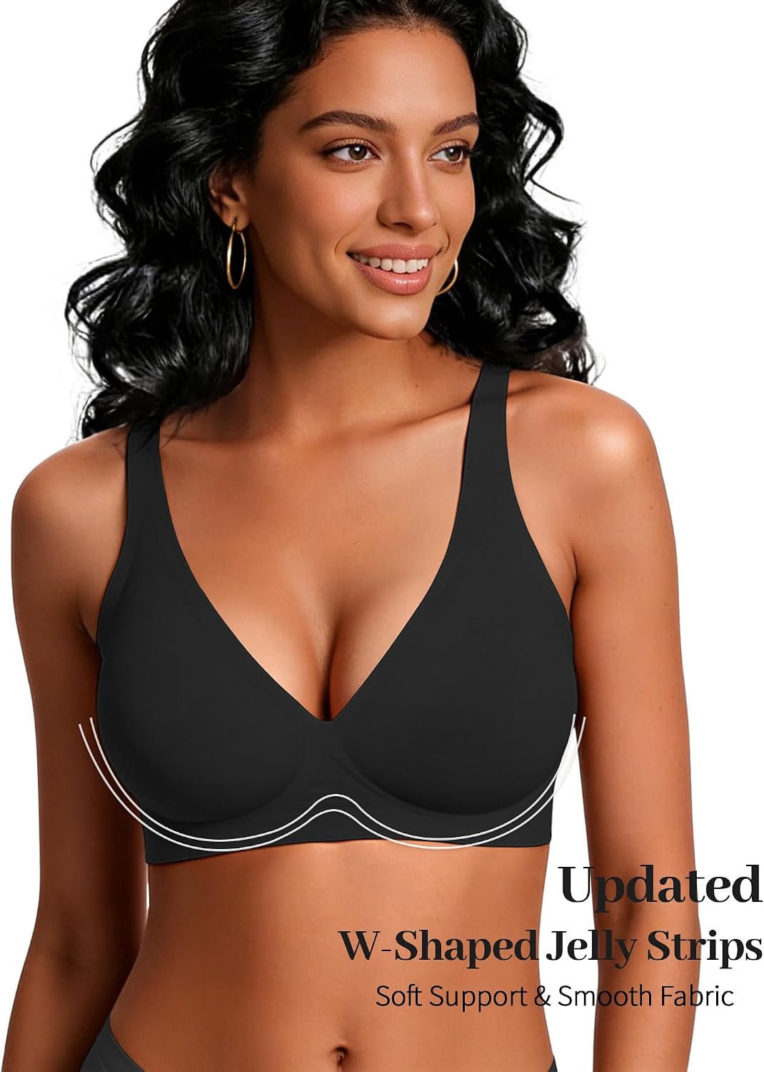 Detalle 2 de GXOULRRA Jelly Bra Plunge Wireless Bralette with Deep V-Neck and Back Smoothing