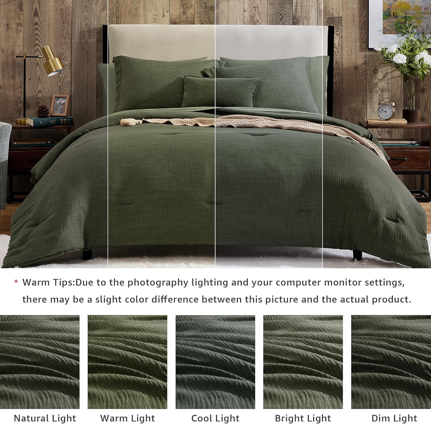 Thumbnail 3 de Geniospin Oversized King Comforter Set (7 Pieces) in Dark Green — textured comforter with sheets & pillow shams