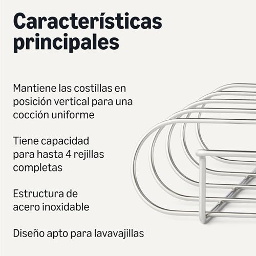 Detalle 2 de Amazon Basics Soporte para Costillas para Ahumar 🍖 Pack de 1