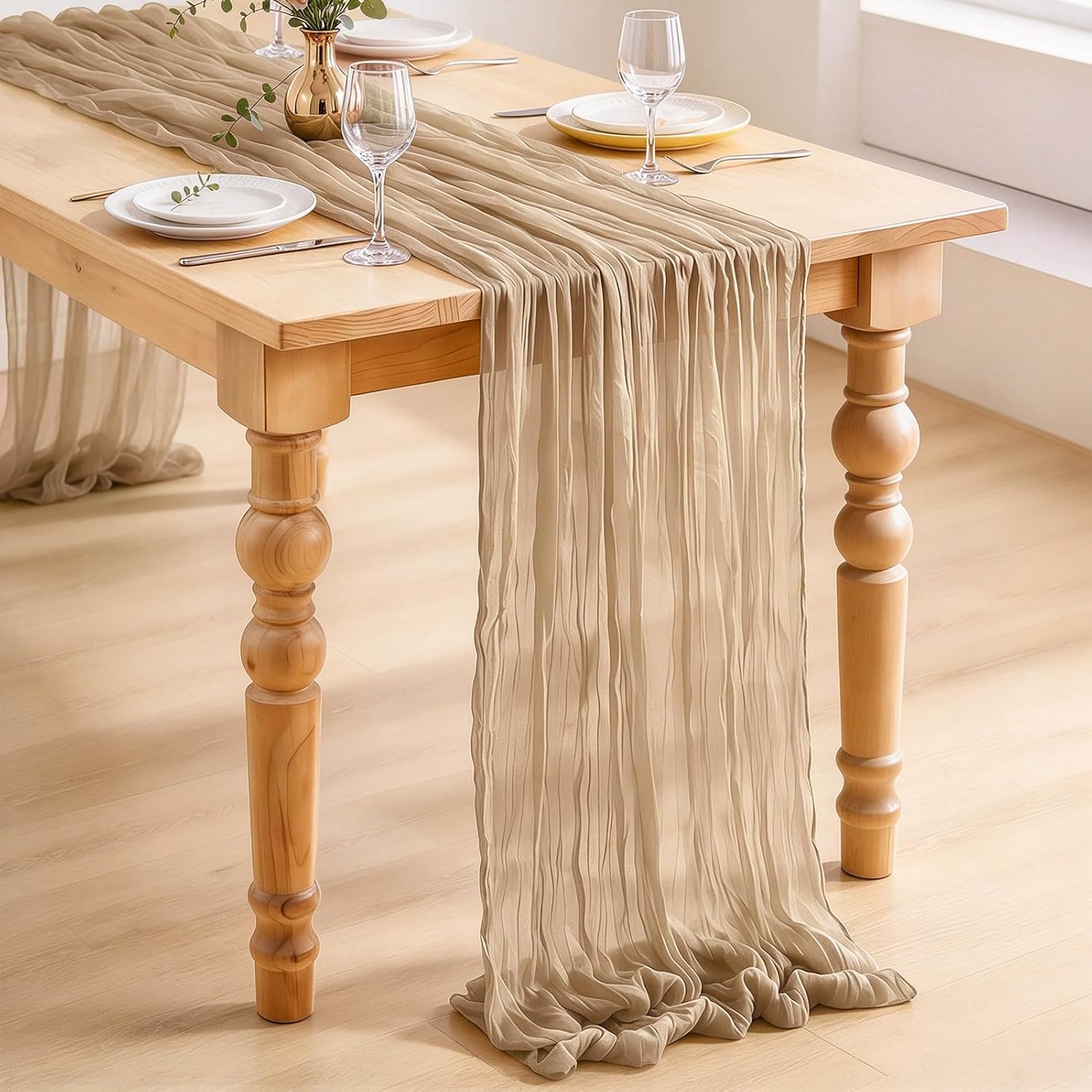 Thumbnail 6 de Foatcox ZQ018 tafelloper van polyester, champagnekleurig, 300 x 90 cm