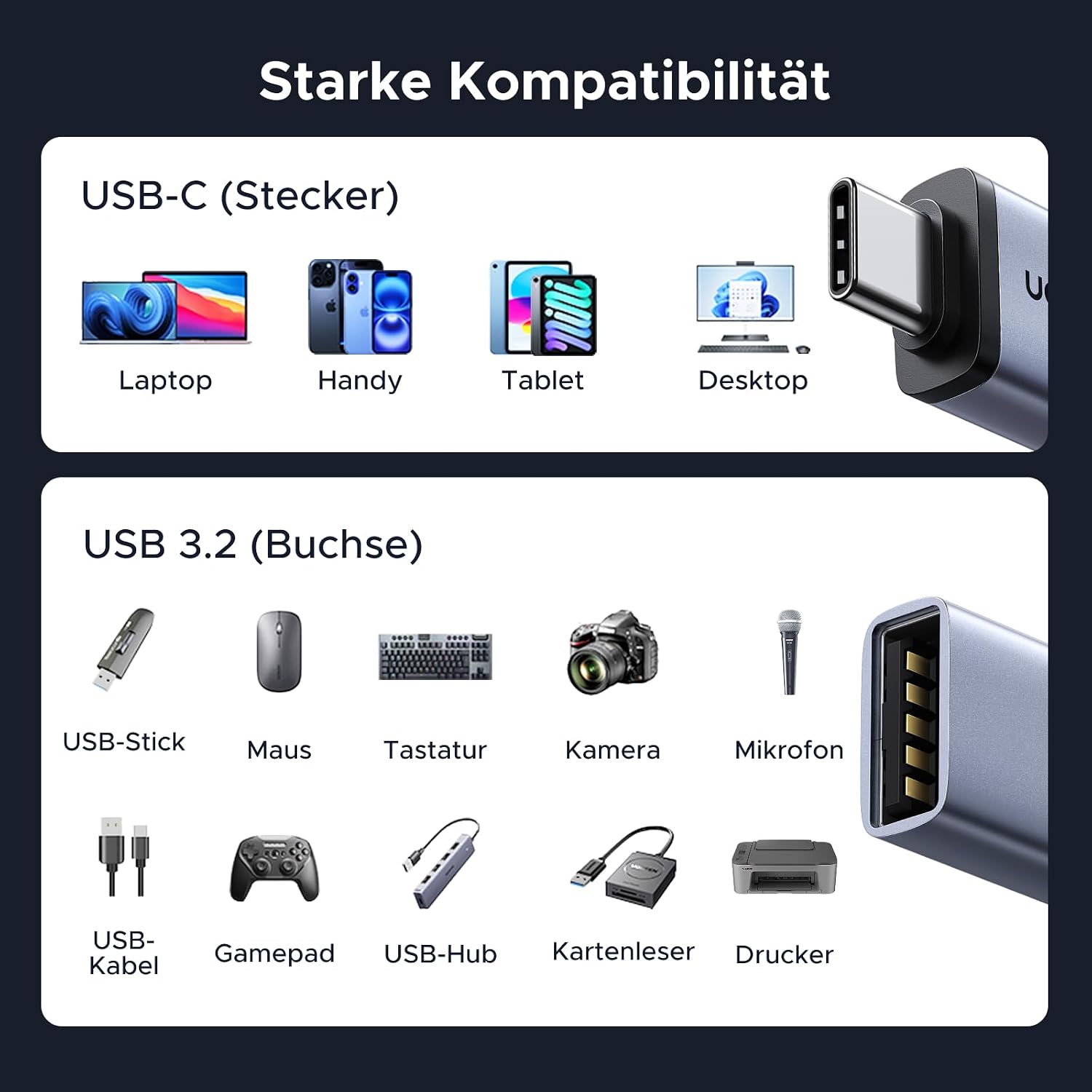 Thumbnail 3 de UGREEN USB C auf USB OTG Adapter 4er Pack