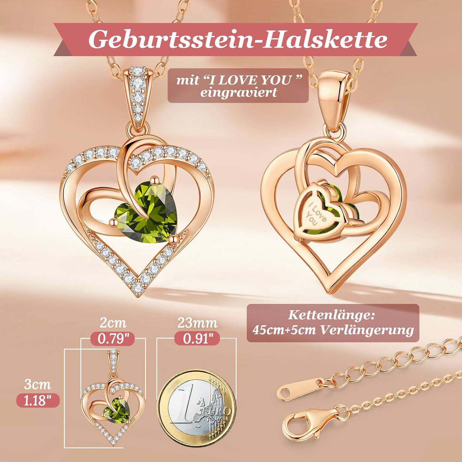 Thumbnail 5 de Collana da donna con pendente a cuore in argento 925 e pietra di nascita
