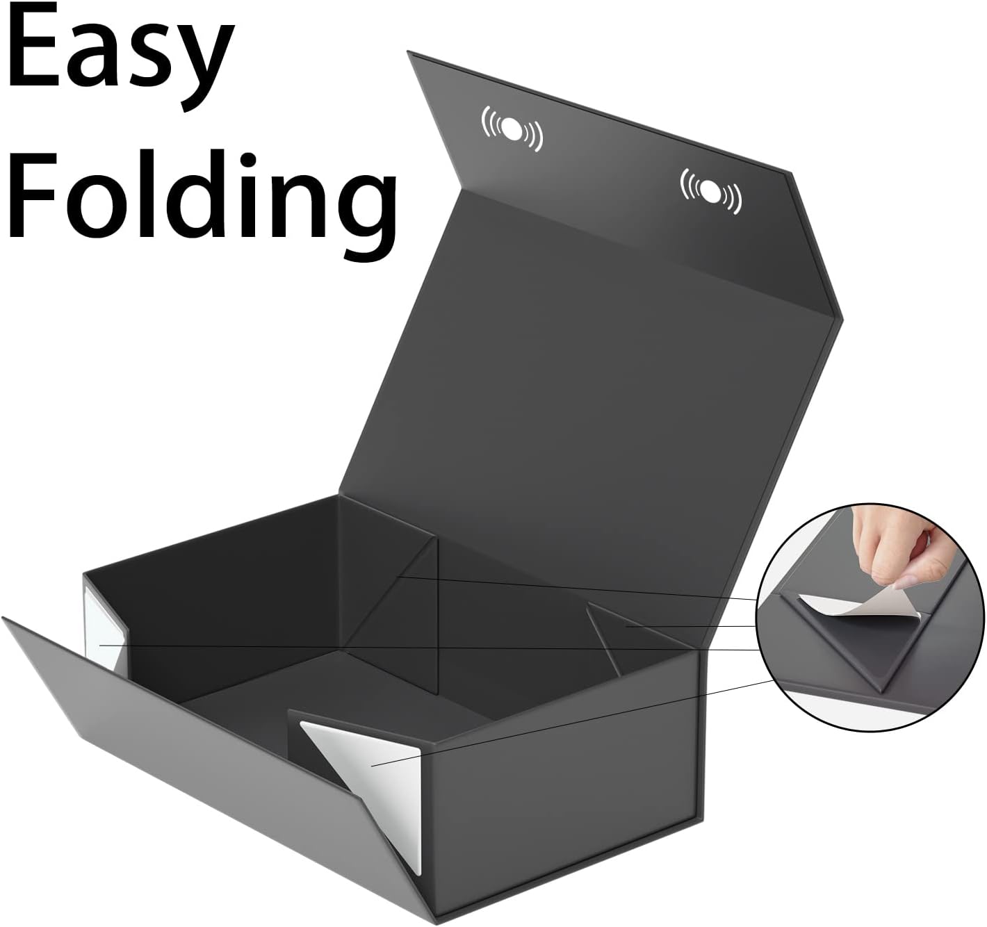 Detalle de RYDDOY 5 Pack Black Gift Boxes with Lids – Magnetic Closure, Collapsible