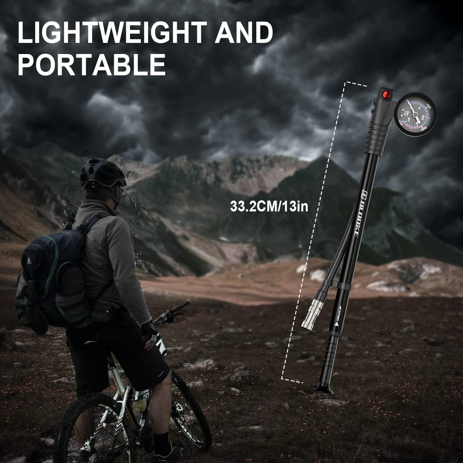 Thumbnail 6 de Diyife Bike Shock Pump with Gauge — 300 PSI, Presta & Schrader, Portable Front Fork Pump