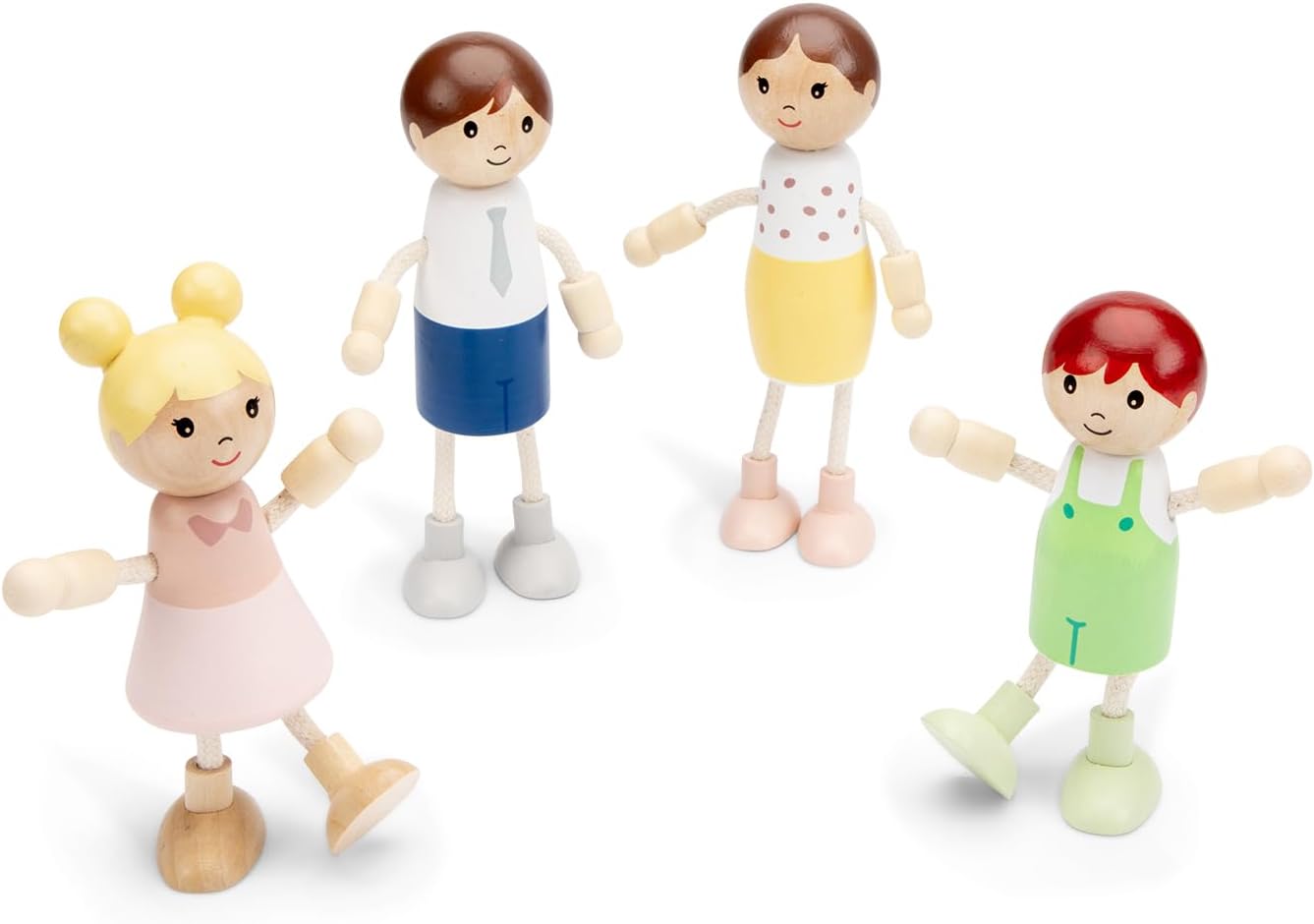 Thumbnail 2 de Woet Family of Wooden Dolls Set of 4, Flexible Brown Figures