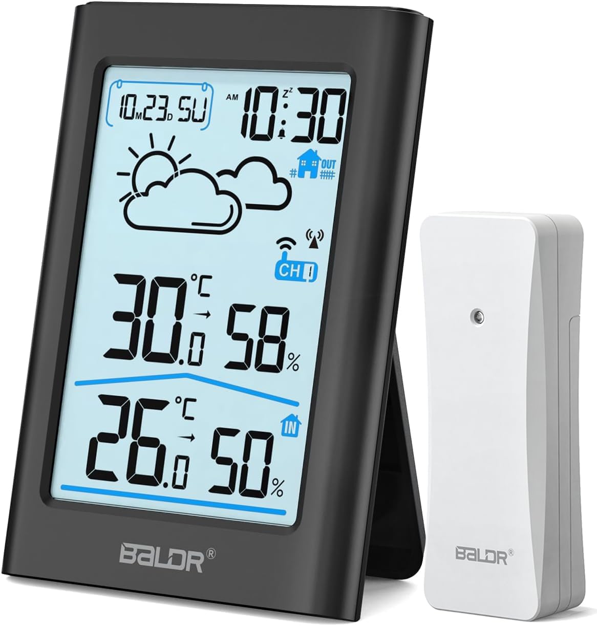 Detalle de BALDR Wetterstation Funk mit Außensensor 3.7 Zoll 📟