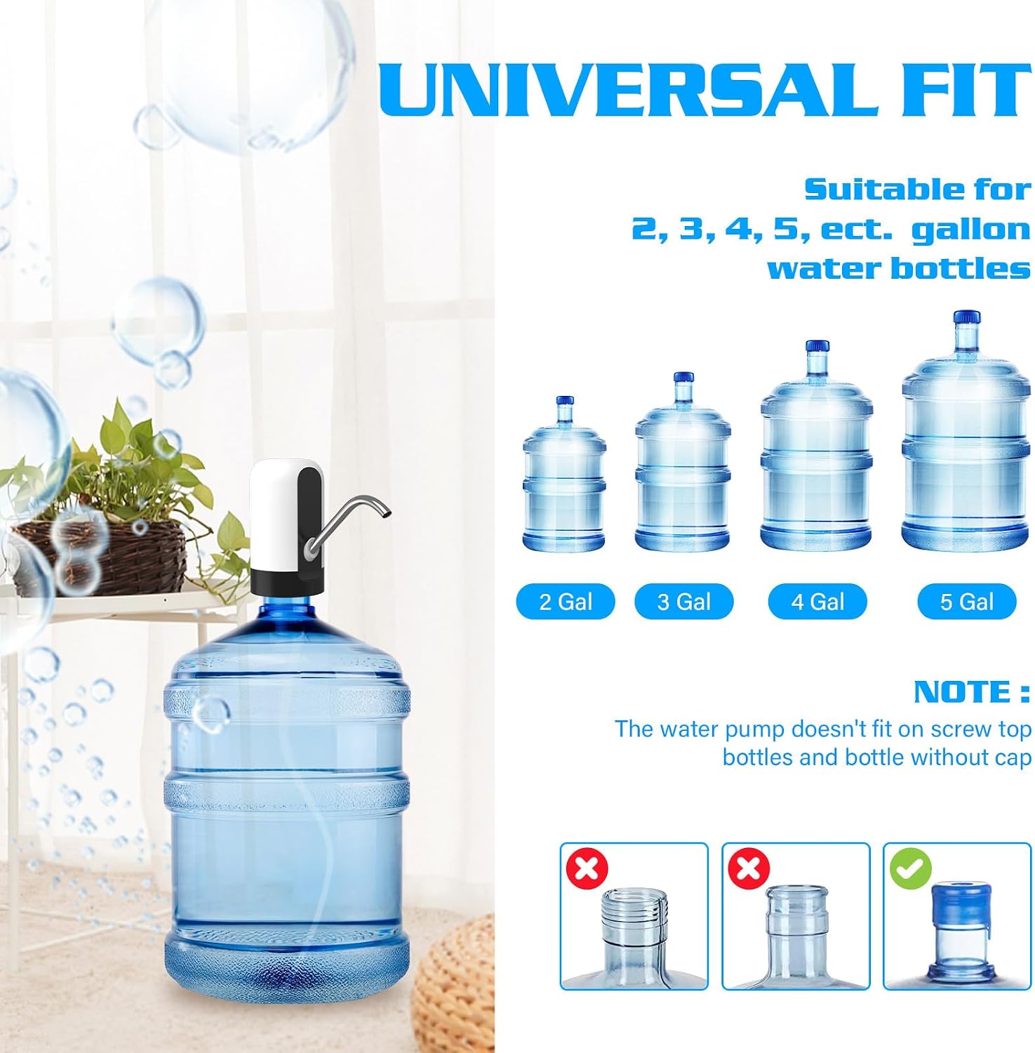 Detalle 2 de GetKen CQAWD2 Rechargeable Water Dispenser Pumps, 2-Pack, Dual-Mode